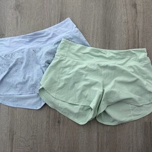 lululemon athletica Light Blue and Mint Green Athletic Shorts